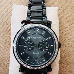 Akribos XXIV Black and Silver Men's Watch